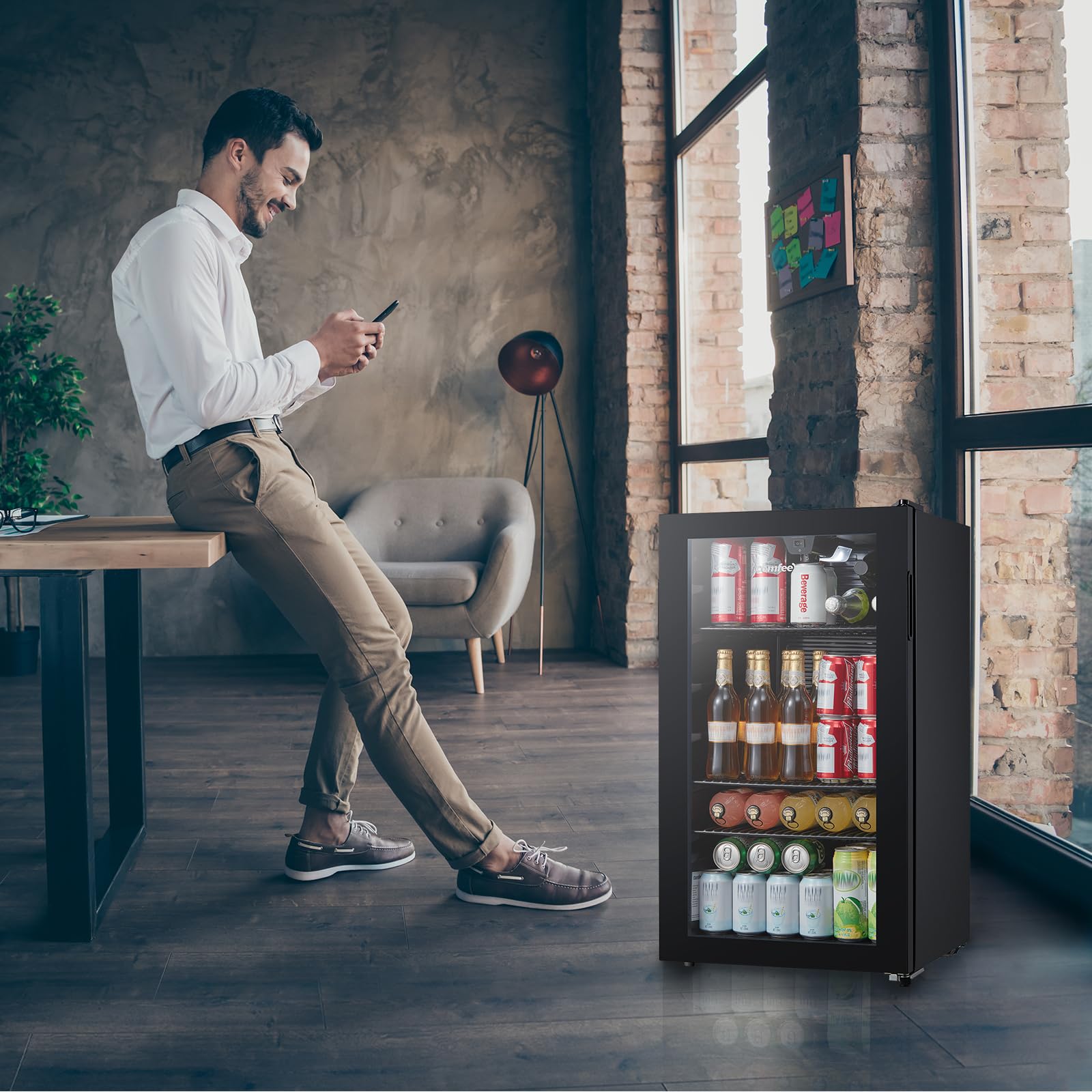 COMFEE' RCZ99BG2(E) Under Counter Beer & Drinks Fridge-93L Capacity,Holds up to 115 Cans
