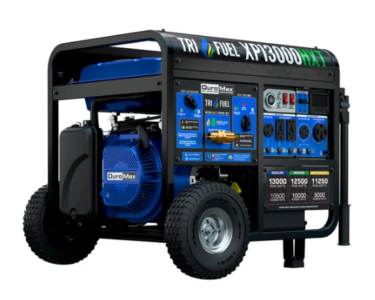 DuroMax 13,000 Watt Tri Fuel Portable HXT Generator w/ CO Alert
